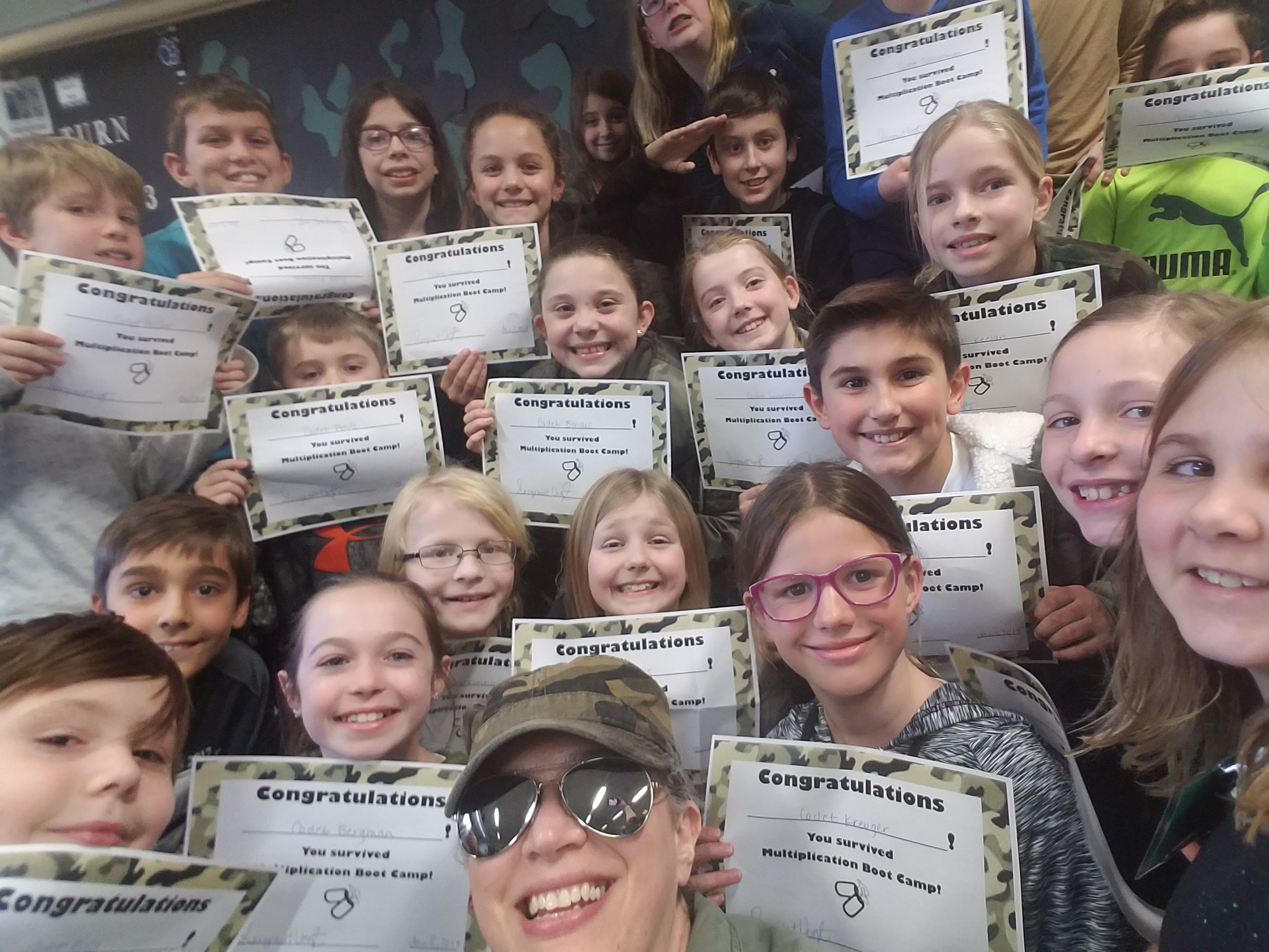 Mrs. Vogt's 4th grade students survive Multiplication Boot Camp