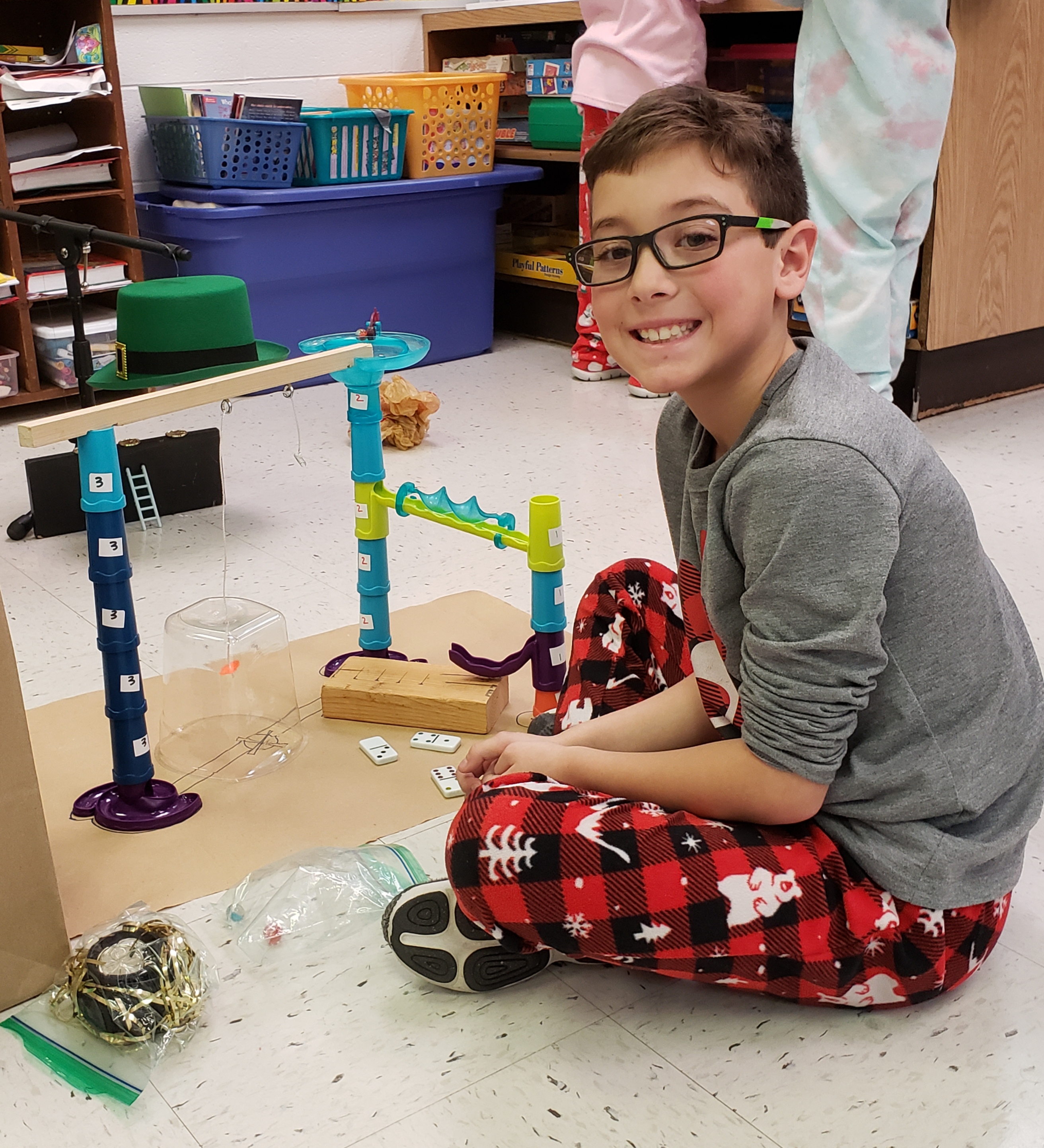 Engineers from Mrs. Pugh's 2nd grade class build and test leprechaun traps before St. Patrick's Day.