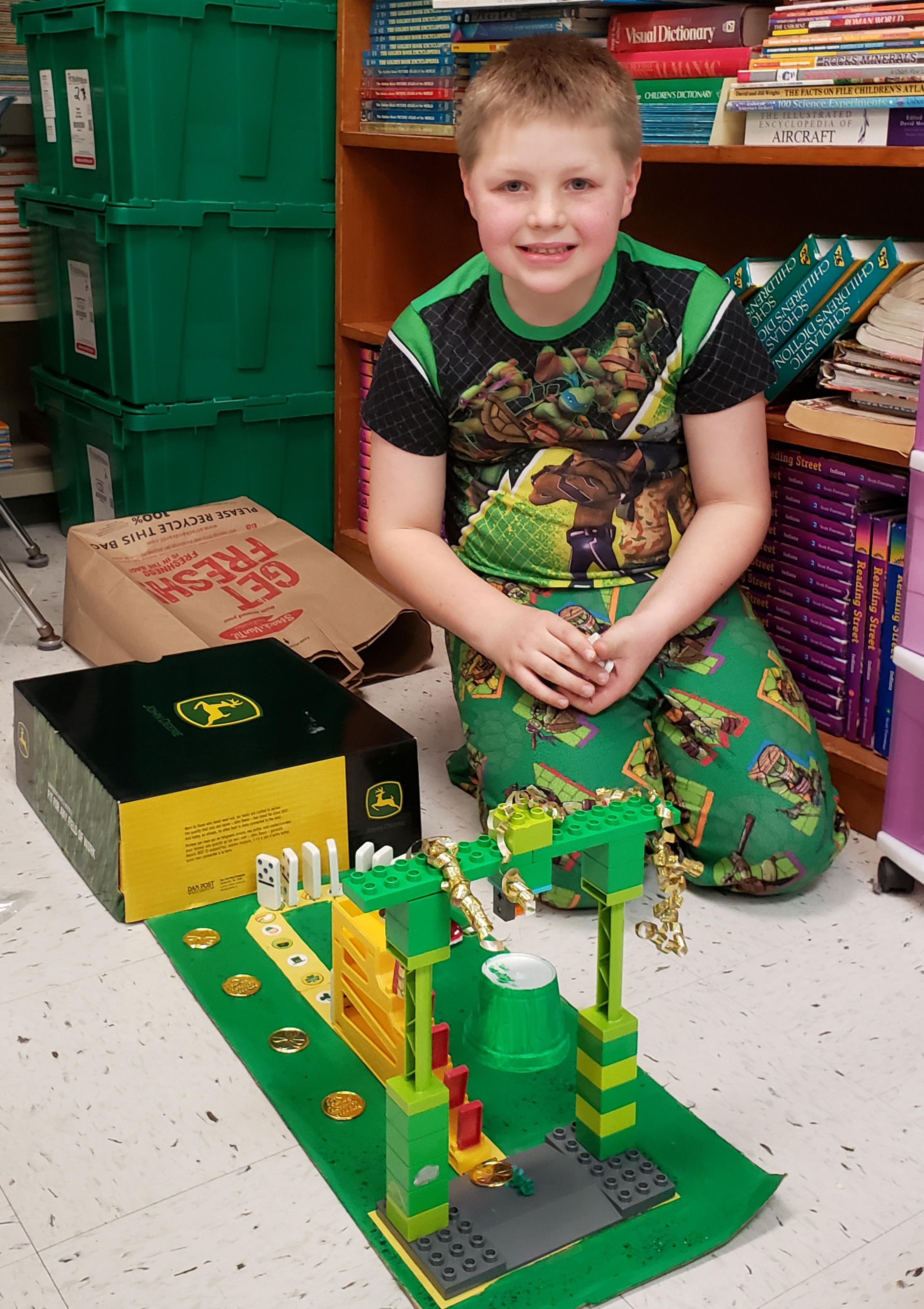 Engineers from Mrs. Pugh's 2nd grade class build and test leprechaun traps before St. Patrick's Day.